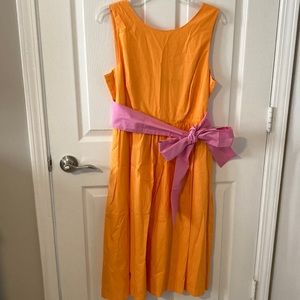 J Crew Orange Dress w/ Pink Bow